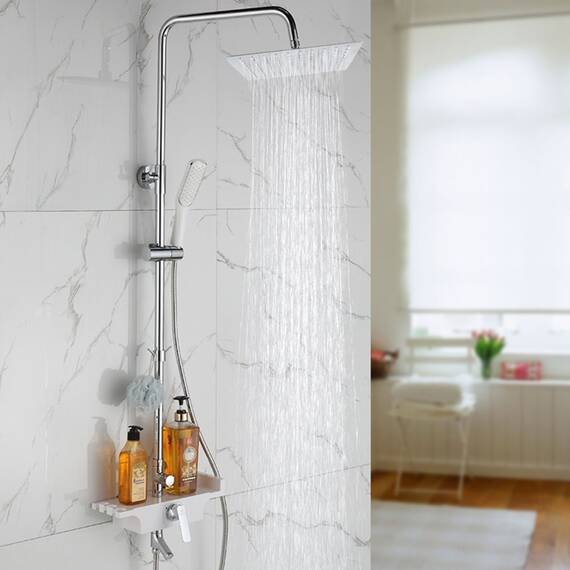 ieGeek 10 Zoll Regendusche Quadratische Einbauduschköpfe Edelstahl Duschkopf Regenbrause Brausekopf aus Edelstahl mit Anti-Kalk-Düsen poliert Spiegeleffekt hochglänzend