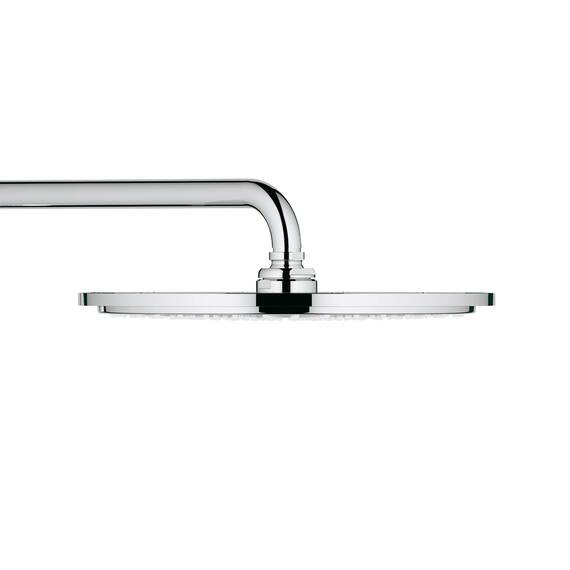 GROHE Euphoria 210, Duschsystem (Regendusche mit Thermostat und schwenkbarem Kopfbrausearm, Sicherheitssperre bei 38C, Duscharmatur mit Ablage und Antikalk-System), chrom, 27964000