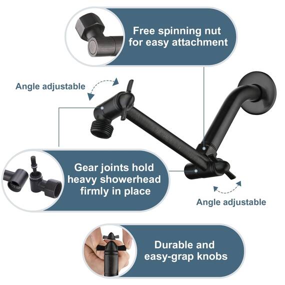 BRIGHT SHOWERS Verlängerungsarm aus Messing für Regen- und Handbrausen, 12,5-cm-Universal-Duscharmverlängerung, höhen- und winkelverstellbar, ölgeriebene Bronze
