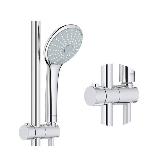 GROHE Euphoria 310 - Duschsystem mit Thermostatbatterie (Wandmontage, Antikalk System, mit Aquadimmer), rund, chrom, 26075000