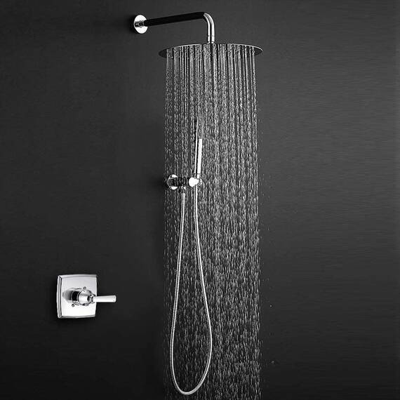 20cm Regenbrause, Markcco Kreisförmiger Hochdruck Duschkopf aus Edelstahl 304, komfortables Duscherlebnis auch bei niedrigem Wasserdruck, installierbar an der Wand oder Decke (20cm, Chrom)