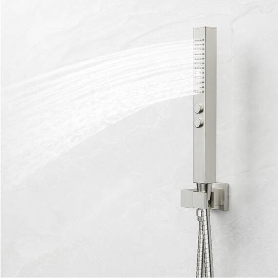 ACEFY Duschkopf wassersparend Dual Function Mode Handbrause Stabhandbrause mit Anti-kalk Dusen Duschbrause massiv Messing Gebürstet