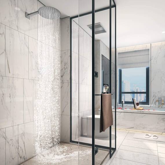 derpras Regen Dusche Kopf, 304 Edelstahl, Ultra dünn Leistungsstark Hohe Druck Top Spray Badezimmer Rainfall Duschkopf (Nickel gebürstet), 8 Inch, 90 Jets