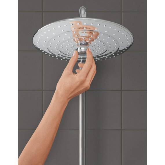 GROHE Vitalio Joy 260, Duschset ohne Armatur, wassersparend, 8l pro Min (Regendusche für vorhandene Armaturen, Kopfbrause mit 3 Strahlarten, Duschstange 74cm, Duschsystem), chrom, 27421002
