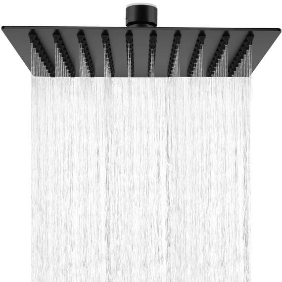 HAUSPROFI Kopfbrause 8 Zoll aus Edelstahl 304 - Duschkopf Regendusche mit Selbstreinigenden Düsen - Quadratischer Duschkopf Luxus Regenbrause Regenduschkopf - Mattschwarz (20CM)