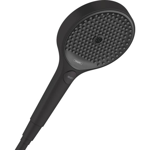hansgrohe wassersparender Duschkopf Rainfinity (130mm, 3 Strahlarten) Mattschwarz