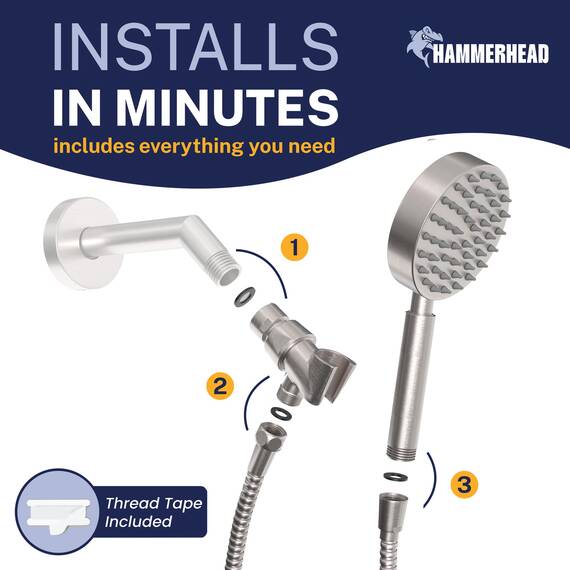 Hammerhead massivem Metall Konstruktion Hand Held Dusche Kopf Paket mit Single Hohe Druck Funktion gebürsteter Nickel