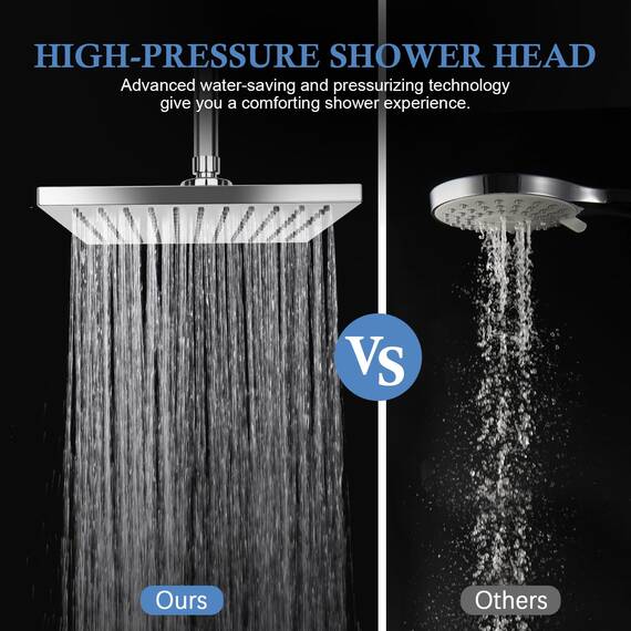 AiQInu 8 Zoll Eckig Duschkopf Regendusche,Verstellbarer Kopfbrause Wassersparend mit Anti-Kalk-Düsen,Wasserfall-Duschkopf aus Edelstahl,Durchmesser 20cm