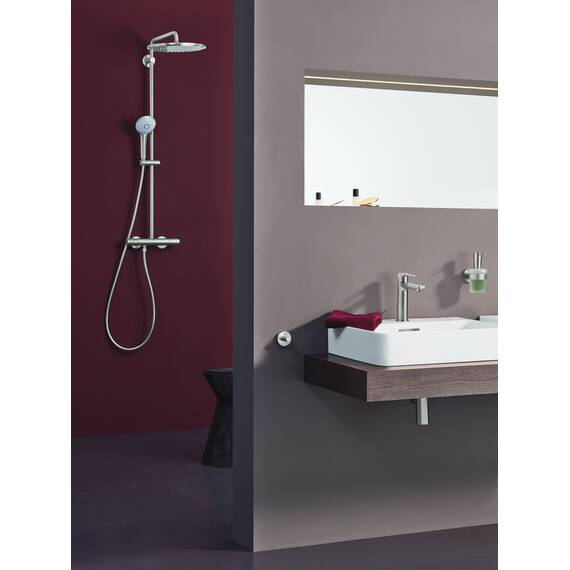 GROHE Euphoria 310 - Duschsystem inkl. Thermostatbatterie (Wandmontage, langlebige Oberfläche, Antikalk-System), supersteel, 26075DC0