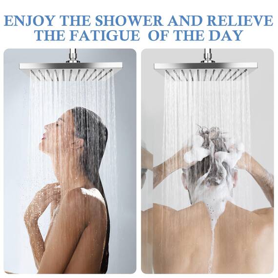 AiQInu 8 Zoll Eckig Duschkopf Regendusche,Verstellbarer Kopfbrause Wassersparend mit Anti-Kalk-Düsen,Wasserfall-Duschkopf aus Edelstahl,Durchmesser 20cm