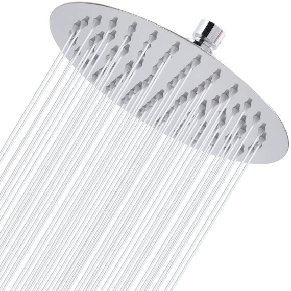 20cm Regenbrause, Markcco Kreisförmiger Hochdruck Duschkopf aus Edelstahl 304, komfortables Duscherlebnis auch bei niedrigem Wasserdruck, installierbar an der Wand oder Decke (20cm, Chrom)
