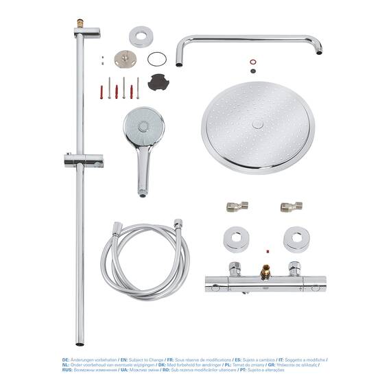 GROHE Euphoria 310 - Duschsystem mit Thermostatbatterie (Wandmontage, Antikalk System, mit Aquadimmer), rund, chrom, 26075000