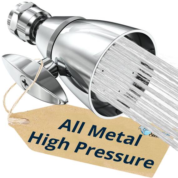 All Metal 5.1 cm Hochdruck-Duschköpfe - Chrom - Industrie Max 2,5 GPM Duschköpfe Hochdruck - Hoher Durchfluss Duschkopf mit Druckerhöhung Duschkopf - Einstellbares Sprühmuster