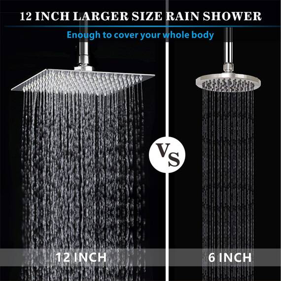 30cm Großer Regenbrause - Markcco Quadrat Hochdruck Duschkopf aus Edelstahl 304 - komfortables Duscherlebnis auch bei niedrigem Wasserdruck - installierbar an der Wand oder Decke (Chrom)