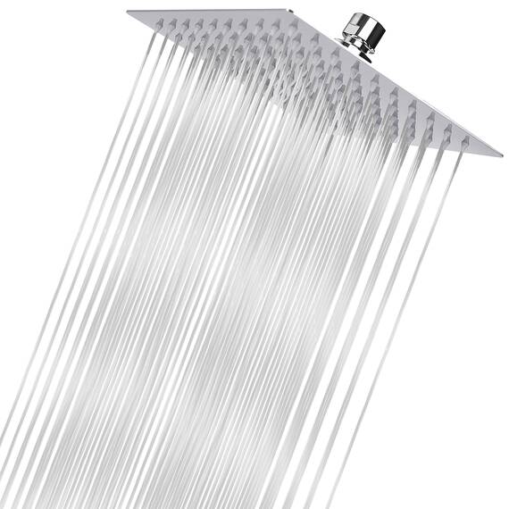 20cm Großer Regenbrause - Markcco Quadrat Hochdruck Duschkopf aus Edelstahl 304 - komfortables Duscherlebnis auch bei niedrigem Wasserdruck - installierbar an der Wand oder Decke (Chrom)