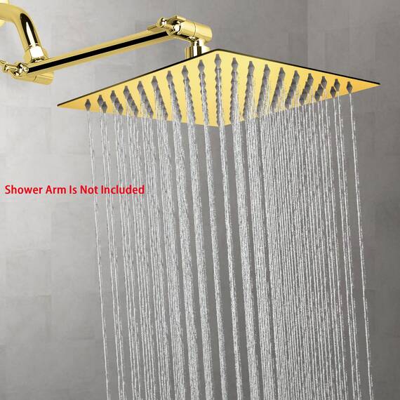 NearMoon Hochdruck-Regenduschkopf, quadratischer Duschkopf aus Edelstahl, druckverstärkendes Design, tolles Duscherlebnis auch bei niedrigem Wasserfluss (20,3 cm, Chrom-Gold)