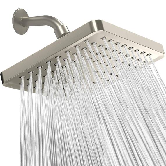 SparkPod Duschkopf mit hohem Druck, luxuriöses Design, Installation in 1 min, leicht zu reinigen, verstellbarer Ersatz für deine Duschköpfe, quadratisch, elegantes gebürstetes Nickel, 20,3 cm
