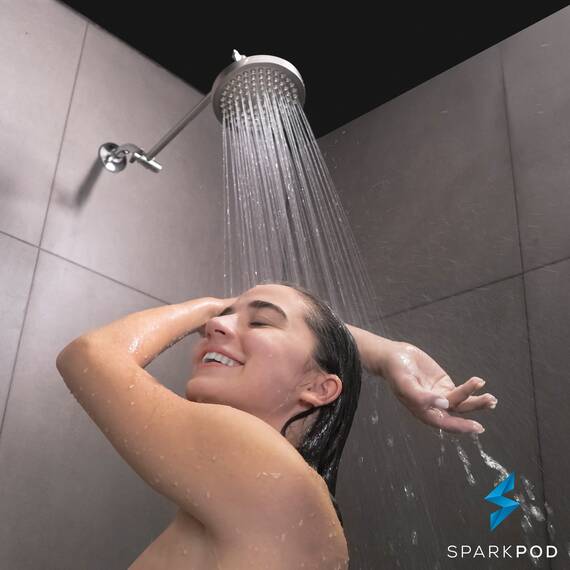 SparkPod Duschkopf – Hochdruckregen – Premium-Qualität, luxuriöses Design – leicht zu reinigen, verstellbarer Ersatz für Ihre Badezimmer-Duschköpfe (elegant gebürstetes Nickel, 15,2 cm rund)
