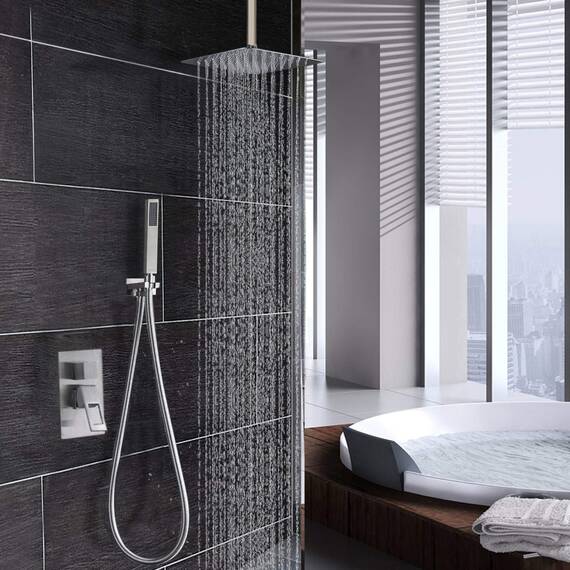 20cm Großer Regenbrause - Markcco Quadrat Hochdruck Duschkopf aus Edelstahl 304 - komfortables Duscherlebnis auch bei niedrigem Wasserdruck - installierbar an der Wand oder Decke (Chrom)