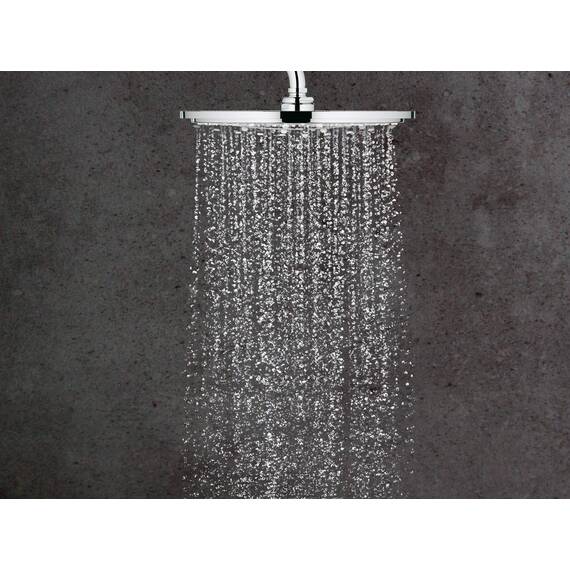 GROHE Euphoria 210, Duschsystem (Regendusche mit Thermostat und schwenkbarem Kopfbrausearm, Sicherheitssperre bei 38C, Duscharmatur mit Ablage und Antikalk-System), chrom, 27964000
