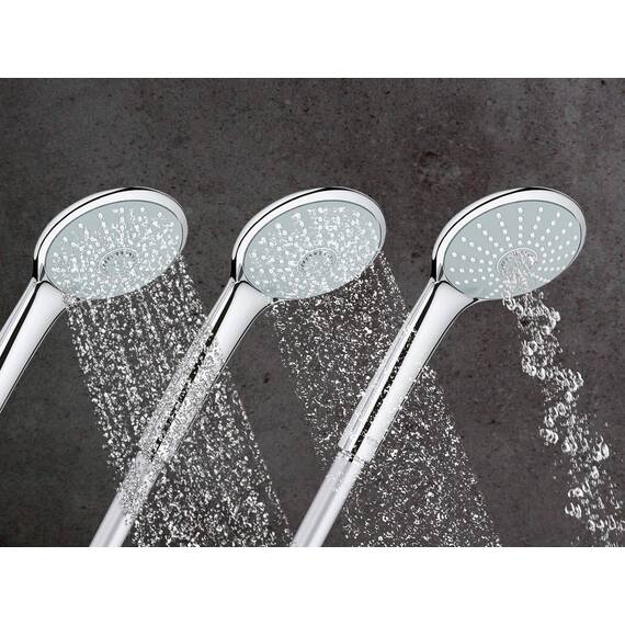 GROHE Euphoria 210, Duschsystem (Regendusche mit Thermostat und schwenkbarem Kopfbrausearm, Sicherheitssperre bei 38C, Duscharmatur mit Ablage und Antikalk-System), chrom, 27964000