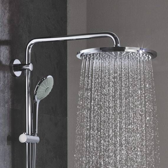 GROHE Euphoria 310 - Duschsystem mit Thermostatbatterie (Wandmontage, Antikalk System, mit Aquadimmer), rund, chrom, 26075000