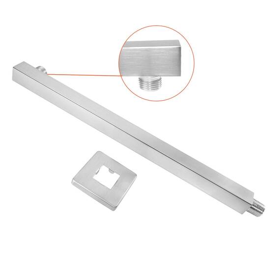 NearMoon 16 Zoll Duscharm Regendusche Kopfverlängerung mit Flansch und Teflonband aus dickem Edelstahl für Badezimmer Regenduschkopf (Nickel gebürstet)