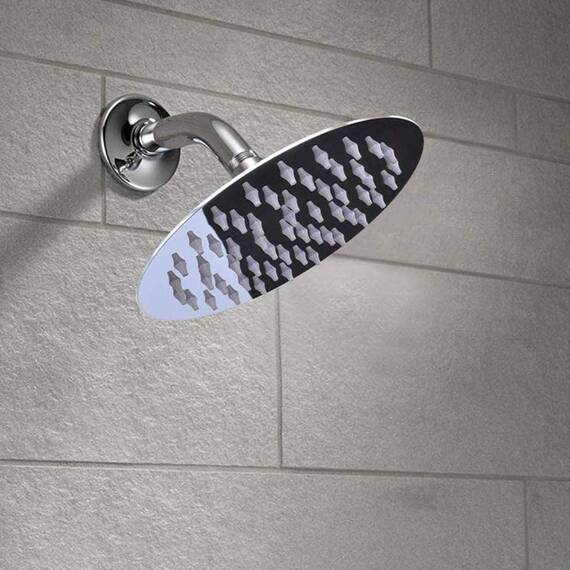 15cm Regenbrause, Voolan Kreisförmiger Hochdruck Duschkopf aus Edelstahl 304, komfortables Duscherlebnis auch bei Niedrigem Wasserdruck, Installierbar an der Wand oder Decke (Chrom)