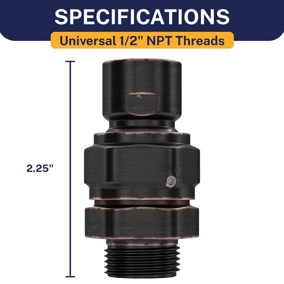 HammerHead Showers Massiver Metall-Duschkopf-Drehkugel-Adapter, ölgeriebene Bronze, verstellbare Schwenkkugel zum Einstellen des Duschkopfwinkels, Universalverbindungsgelenk für feste Handbrausen