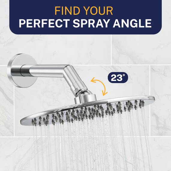 Alle Metall rund Regen Dusche Kopf mit 2,5 GPM Hohe Durchflussmenge Drenching Rainfall Spray und Messing Swivel-Ball, metall, chrome, 8 inch