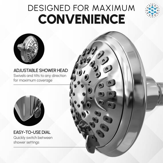 ShowerMaxx Luxus-Spa-Serie, 6 Sprüheinstellungen, 11,4 cm, verstellbarer Hochdruck-Duschkopf, maximieren Sie Ihre Dusche mit leicht zu entfernendem Durchflussbegrenzer-Duschkopf (poliertes Chrom)