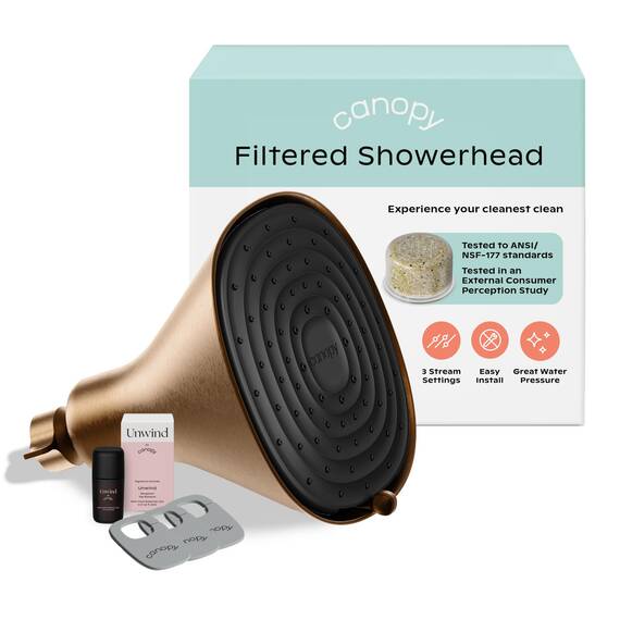 Canopy Filter-Duschkopf, Hochdruck-Duschkopf, Filter für hartes Wasser, reduziert Verunreinigungen für gesündere Kopfhaut, Haut und Haare, fördert Haarwachstum, reduziert Haarbruch, Messing