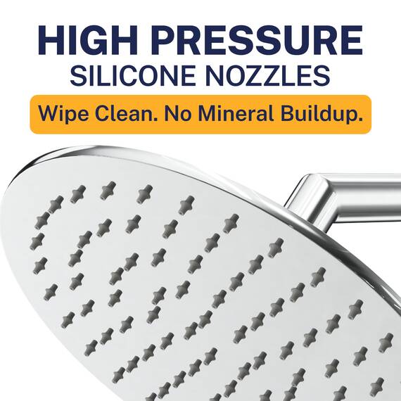 Alle Metall rund Regen Dusche Kopf mit 2,5 GPM Hohe Durchflussmenge Drenching Rainfall Spray und Messing Swivel-Ball, metall, chrome, 8 inch