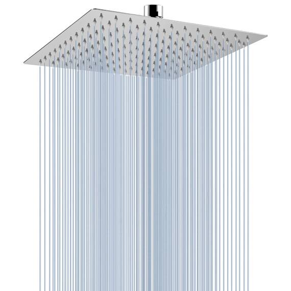 25cm Großer Regenbrause, Voolan Quadrat Hochdruck Duschkopf aus Edelstahl 304, Komfortables Duscherlebnis auch bei Niedrigem Wasserdruck, Installierbar an der Wand oder Decke (Chrom)