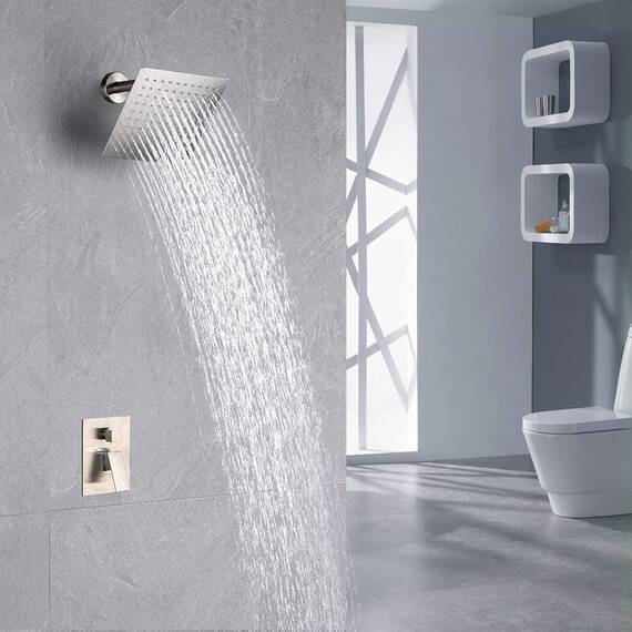 15cm Regenbrause, Voolan Quadrat Hochdruck Duschkopf aus Edelstahl 304, komfortables Duscherlebnis auch bei niedrigem Wasserdruck installierbar an der Wand oder Decke (Chrom)