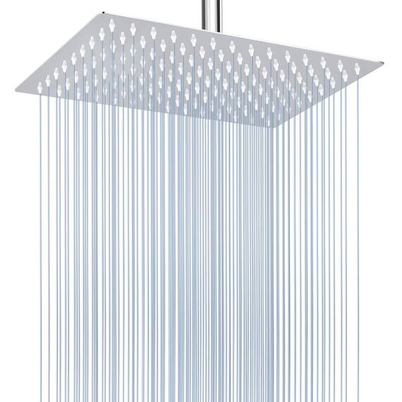 30cm Großer Regenbrause, Voolan Quadrat Hochdruck Duschkopf aus Edelstahl, Wasserfall Ganzkörperbedeckung, Installierbar an der Wand oder Decke (12 * 8''Rechteck, Chrom)
