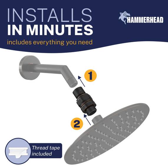HammerHead Showers Massiver Metall-Duschkopf-Drehkugel-Adapter, ölgeriebene Bronze, verstellbare Schwenkkugel zum Einstellen des Duschkopfwinkels, Universalverbindungsgelenk für feste Handbrausen