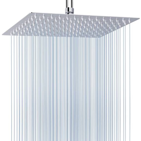 40.5cm Großer Regenbrause, Voolan Quadrat Hochdruck Duschkopf aus Edelstahl, Wasserfall Ganzkörperbedeckung, Installierbar an der Wand oder Decke (16 * 12''Rechteck, Chrom)