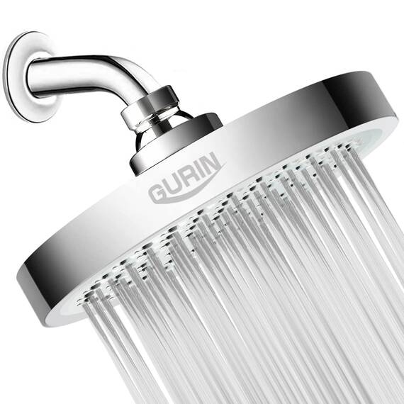 Gurin Duschkopf, Hochdruck, Regen-Duschkopf, Luxus-Badezimmer, mit verchromter Oberfläche, verstellbare Winkel, Anti-Verstopfungs-Silikondüsen, Kalifornien 1,8 GMP