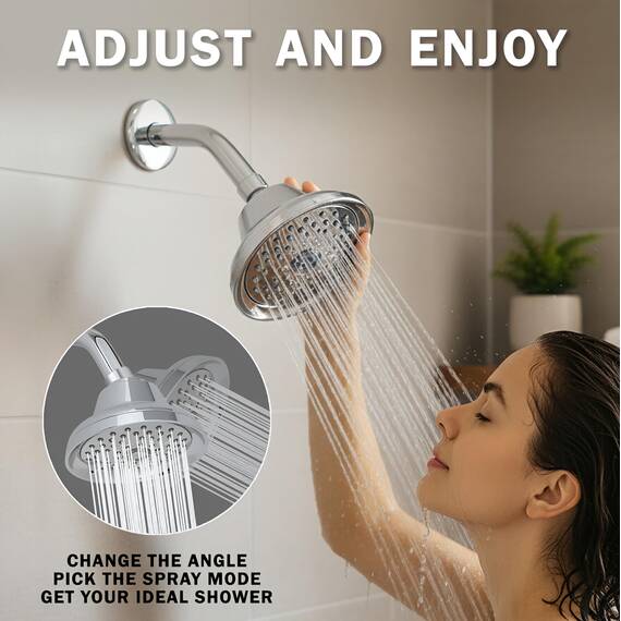 Massage-Duschkopf, Hochdruck, multifunktional, Massage-Regenduschkopf mit verstärkendem Nebel für Duschen mit niedrigem Durchfluss, verstellbare Wasserspardüse, 2,5 GPM, Chrom