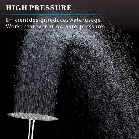 20 cm Regenbrause - Voolan Kreisförmiger Hochdruck Duschkopf aus Edelstahl 304 - komfortables Duscherlebnis auch bei niedrigem Wasserdruck - installierbar an der Wand oder Decke (Gebürstetes Nickel)