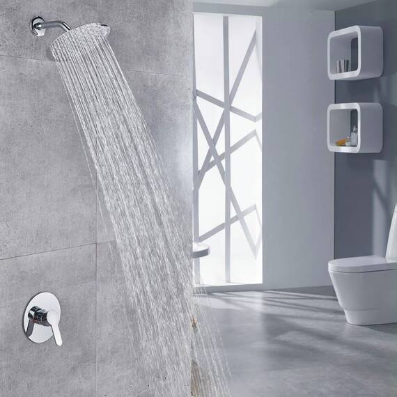 20cm Runden Regenbrause, Voolan Kreisförmiger Hochdruck Duschkopf aus Edelstahl 304, Komfortables Duscherlebnis auch bei Niedrigem Wasserdruck, Installierbar an der Wand oder Decke (Chrom)