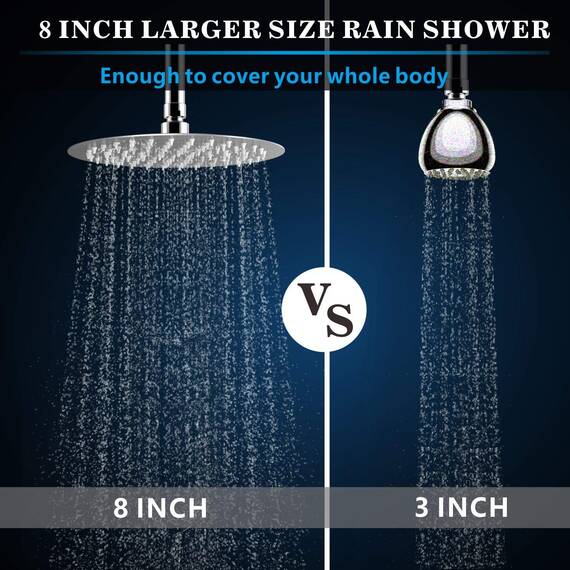 20 cm Regenbrause - Voolan Kreisförmiger Hochdruck Duschkopf aus Edelstahl 304 - komfortables Duscherlebnis auch bei niedrigem Wasserdruck - installierbar an der Wand oder Decke (Gebürstetes Nickel)