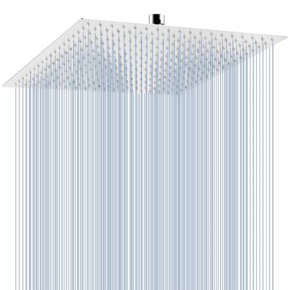 40.5cm Großer Regenbrause, Voolan Quadrat Hochdruck Duschkopf aus Edelstahl 304, komfortables Duscherlebnis auch bei niedrigem Wasserdruck, installierbar an der Wand oder Decke (16 Zoll, Chrom)