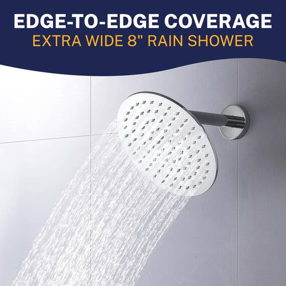 Alle Metall rund Regen Dusche Kopf mit 2,5 GPM Hohe Durchflussmenge Drenching Rainfall Spray und Messing Swivel-Ball, metall, chrome, 8 inch