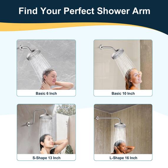 BRIGHT SHOWERS Duscharm mit Flansch 6 Zoll Messing Duschrohr Arm Bad Regendusche Arm Verlängerung für Wandmontage Gebürstetes Nickel