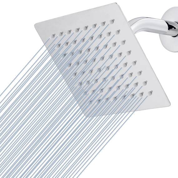 15cm Regenbrause, Voolan Quadrat Hochdruck Duschkopf aus Edelstahl 304, komfortables Duscherlebnis auch bei niedrigem Wasserdruck installierbar an der Wand oder Decke (Chrom)