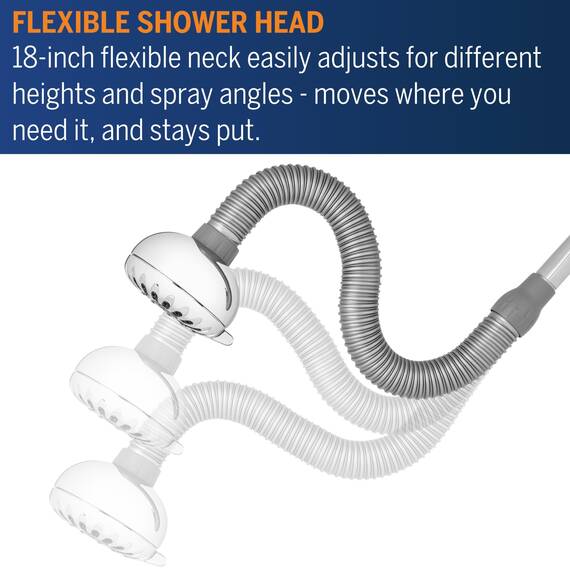 Waterpik PowerPulse Duschkopf, flexibler Hals, verstellbar, für alle Höhen, Chrom, 7 Modi XPP-703E