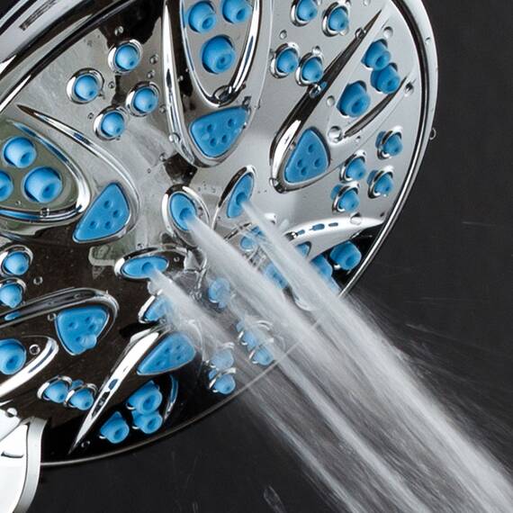 AquaDance 5504 Antimikrobiell/Anti-Verstopfung Hochdruck-Mikrobondüse mit 6 Einstellungen, Schutz vor Schimmel, Mehltau und Bakterien für stärkere Duschen, Wellenblau, 10,2 cm