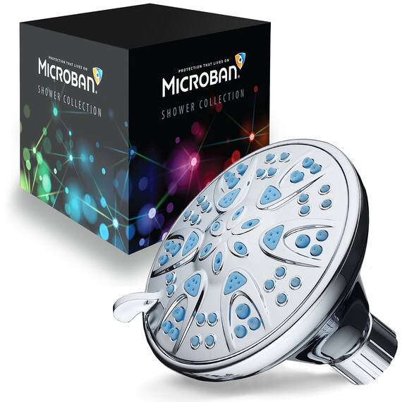 AquaDance 5504 Antimikrobiell/Anti-Verstopfung Hochdruck-Mikrobondüse mit 6 Einstellungen, Schutz vor Schimmel, Mehltau und Bakterien für stärkere Duschen, Wellenblau, 10,2 cm